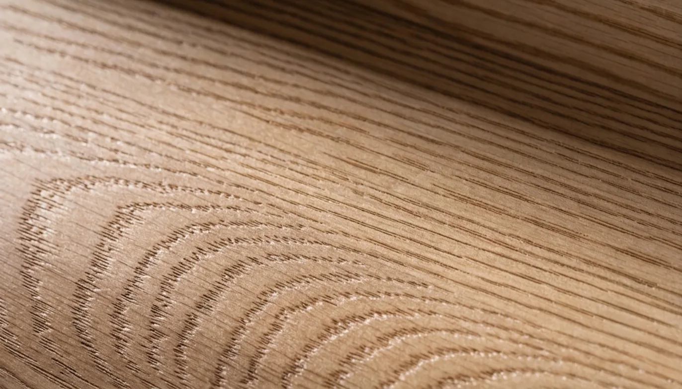 Detalle de roble con acabado de aceite de poro abierto, textura de la veta al tacto